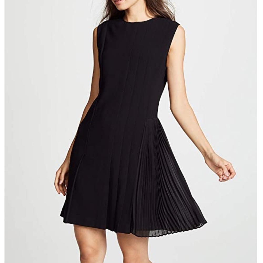 Theory Pleated Day Dress, Black